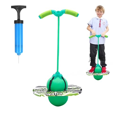 MeYuxg Pogo Stick für Kinder, Hüpfball Kinder mit Griff, 100 kg Tragfähigkeit, Hüpfstange für Kinder und Erwachsene, Sportgeräte für Gleichgewichtstraining, Sport, Abnehmen und Fettverbrennung(Grün) von MeYuxg