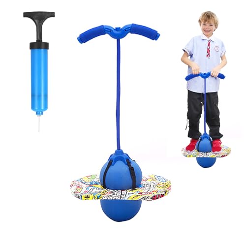 MeYuxg Pogo Stick für Kinder, Hüpfball Kinder mit Griff, 100 kg Tragfähigkeit, Hüpfstange für Kinder und Erwachsene, Sportgeräte für Gleichgewichtstraining, Sport, Abnehmen und Fettverbrennung(Blau) von MeYuxg