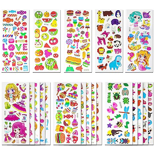 3D Sticker Kinder 24 Blätter 530+ Geschwollen Aufkleber 3D für Jungen and Mädchen, Verschiedene Sticker Set mit Tiere, Früchte, Mädchen, Meerjungfrauen, Desserts usw 3D Sticker Kinder 24 Blätter 530+ Geschwollen Aufkleber 3D für Jungen and Mädchen, Verschiedene Sticker Set mit Tiere, Früchte, Mädchen, Meerjungfrauen, Desserts usw von Meafeng