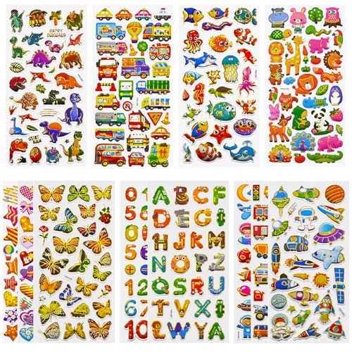 Meafeng 3D Aufkleber für Kinder und Kleinkinder, Geschwollen Stickers mit Goldfarben, Großformat Verschiedene Set Buchstab, Zahlen,Tiere, Dinosaurier, Herzen, Sterne, Schmetterlinge, Autos(12 Bogen) Meafeng 3D Aufkleber für Kinder und Kleinkinder, Geschwollen Stickers mit Goldfarben, Großformat Verschiedene Set Buchstab, Zahlen,Tiere, Dinosaurier, Herzen, Sterne, Schmetterlinge, Autos(12 Bogen) von Meafeng