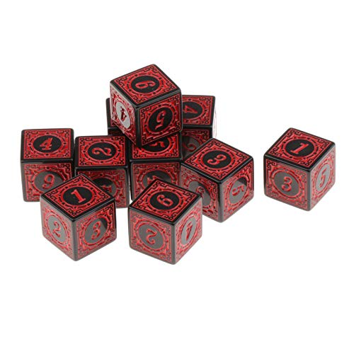 10 x mehrseitige Acrylwürfel für Tisch-, Brett- und Rollenspiele, Rot 10 x mehrseitige Acrylwürfel für Tisch-, Brett- und Rollenspiele, Rot von Mealoodiousmusea
