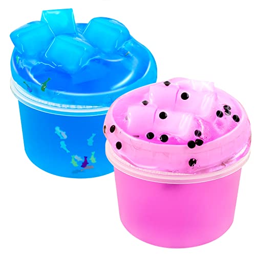 2 Pack Fluffy Slime,Schleim Selber Machen Set,Schleim Kinder,Fluffy Slime Kristall Cube Schleim Schwamm,DIY Slime Spielzeuge Geschenke zum Mädchen und Jungen (A) von Meanju