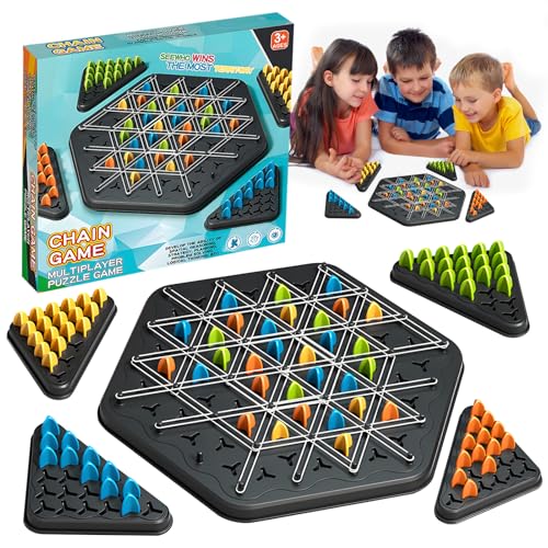 Triggle Spiel Gummibänder, Ketten Dreieck Schachspiel für 2-4 Spieler, Spiel Mit Gummibändern Dreieck, Triggle Board Game, Klassische Desktop Brettspiele für Familienfeiern und Reisen von Meanju