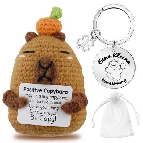 Meanju Positive Geschenke Capybara Kuscheltier,Lustige Geschenke für Frauen,Pocket Hug Capybara Plüschtier,Kreative Strickwolle Capibara Puppe mit Schlüsselanhänger,Gute Besserung Mutmacher Geschenk Meanju Positive Geschenke Capybara Kuscheltier,Lustige Geschenke für Frauen,Pocket Hug Capybara Plüschtier,Kreative Strickwolle Capibara Puppe mit Schlüsselanhänger,Gute Besserung Mutmacher Geschenk von Meanju