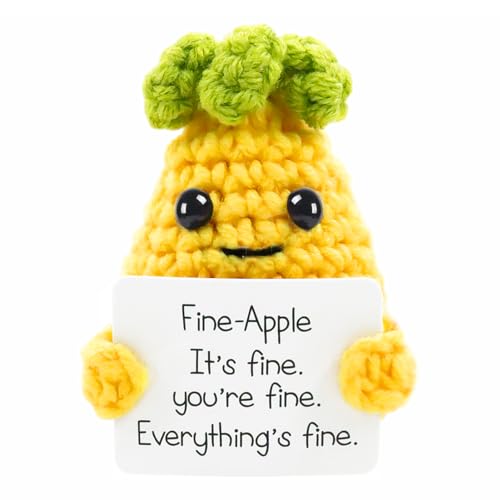 Meanju Positive Ananas-Puppe mit Positiver Energiekarte,Pocket Hug Positive Potato,Strickwolle Lustige Plüschtiere,Motivationsgeschenke,Viel Glück Geschenke, (Z16) von Meanju