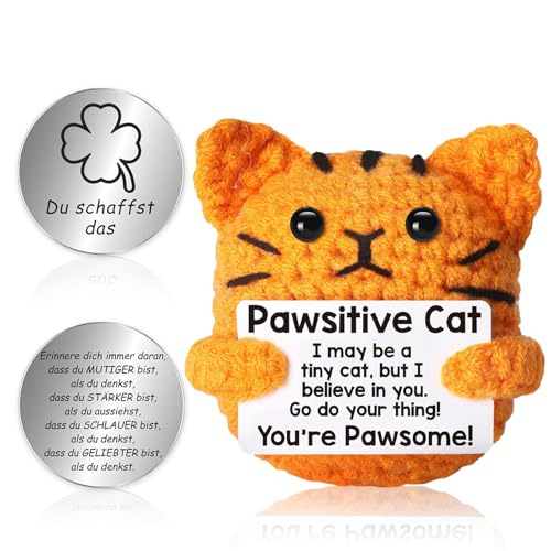 Meanju Positive Geschenke Katze Kuscheltier, Lustige Geschenke für Frauen, Pocket Hug Katzen Plüschtier, Kreative Gehäkelte Katze Puppe mit Glücksbringer, Gute Besserung Mutmacher Geschenk Meanju Positive Geschenke Katze Kuscheltier, Lustige Geschenke für Frauen, Pocket Hug Katzen Plüschtier, Kreative Gehäkelte Katze Puppe mit Glücksbringer, Gute Besserung Mutmacher Geschenk von Meanju