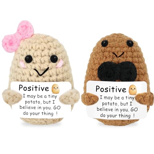 Meanju 2 Stück Positive Potato,Kreative Strickwolle Kartoffel Puppe,Pocket Hug Positive Kartoffel,Kreative Plush Plushie,Mutmacher Geschenk,Mutmacher Kartoffel Pocket Hug Geburtstagsgeschenk von Meanju