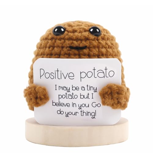 Meanju Positive Kartoffel,Kreative Strickwolle Kartoffel Puppe,Pocket Hug Positive Kartoffel,Kreative Plush Plushie,Mutmacher Geschenk,Mutmacher Kartoffel Pocket Hug Geburtstagsgeschenk von Meanju