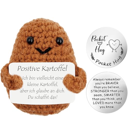 Meanju Positive Potato,Kreative Strickwolle Kartoffel Puppe,Pocket Hug Positive Kartoffel,Kreative Plush Plushie,Mutmacher Geschenk,Mutmacher Kartoffel Pocket Hug Geburtstagsgeschenk von Meanju