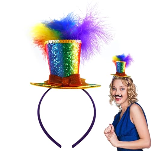 Meanju Regenbogen Haarreif,Bunt Feder Stirnband,Cosplay Haarband,Haarreifen Karneval,Regenbogen Kostüm,Feder Kopfbedeckung,Haarschmuck Damen,für Oster Hochzeit Karneval Party Cosplay von Meanju