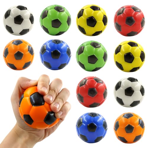 Mini Fußball 12 Stück, Mini Sportbälle, Schaumstoffbälle, Stressball Kinder, Softball Fußball, Antistressball, Fussball Klein, Fußball Stressbälle für Kinder und Erwachsene von Meanju