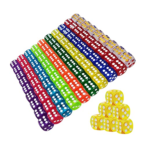 100 Stück Würfel, Würfelspiele Tischspiele, Transparent Würfel Set, Sechsseitiger Würfel, Farben Würfel Set, Dice Set, Spielwürfel, 6 Seitige Würfel Set für Tischkartenspiele, Spiel und Party (A) von Mecctuck