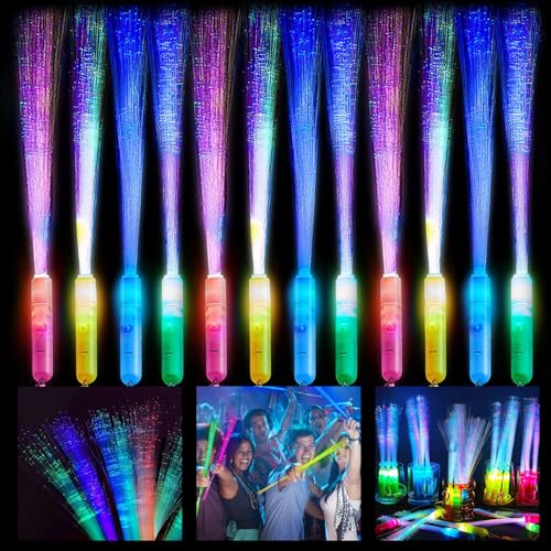 12 Stück Leuchtwedel, Knicklichter, LED Leuchtstab Glasfaser, Leuchtspielzeug Partyartikel, LED Leuchtstäbe, Knicklichter Party Set, Leuchtstab Kinder für Weihnachten Party Mitgebsel Kindergeburtstag von Mecctuck