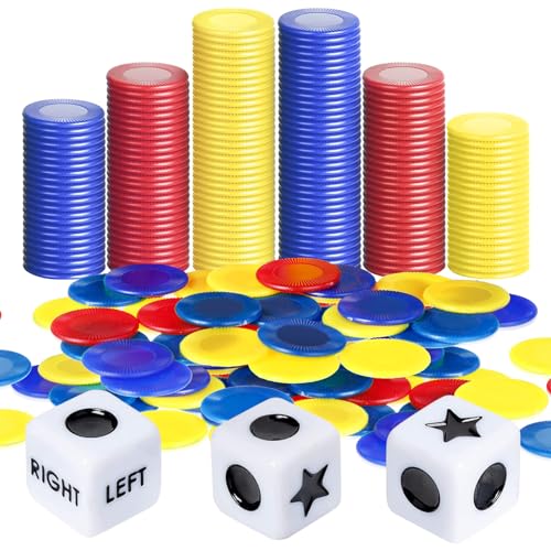 3 Stück Würfelset, L-C-R Würfel, Würfelspiele Tischspiele, Würfel Set, Sechsseitiger Würfel, Würfelspiele mit 75 Chips, Dice Set, Spielwürfel, 6 Seitige Würfel für Tischkartenspiele, Spiel und Party von Mecctuck