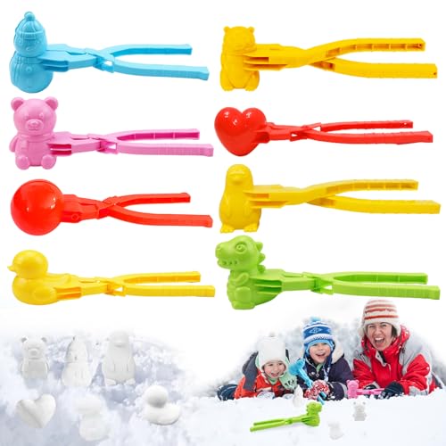 8 Stück Schneeball Former, Schneeballzange, Schneespielzeug Kinder, Schneeballeneisen, Winter Schneeball Maker, Schnee Sand Spielzeug, Winter Outdoor Spielzeug für Kinder Schneeballschlacht Spiele von Mecctuck