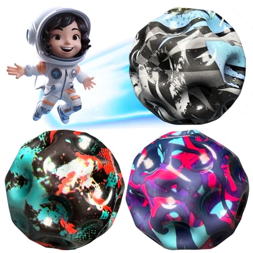 Mecctuck 3 Stück Bouncer Ball, Moon Ball, Moon Galaxy Ball, Bouncing Ball, Hohe Springender Bouncing Lightweight für Kinder Springen Ball, Bouncer Ball, Jump Ball, Bouncing Ball Springball für Kinder von Mecctuck