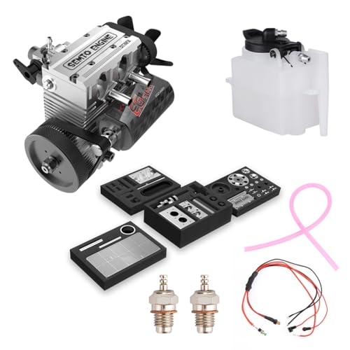 MechEdu SEMTO Engine ST-NF2 Mini-Reihenmotor Modell Und Horizontaler Kessel + F-Typ Elektrostecker + Kraftstofftank + Ölleitung + Zündstrommodul von MechEdu