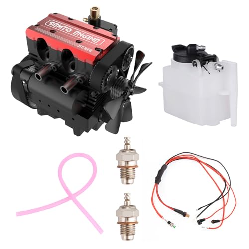 MechEdu SEMTO Engine ST-NF2 Mini-Reihenmotor Modell Und Horizontaler Kessel + F-Typ Elektrostecker + Kraftstofftank + Ölleitung + Zündstrommodul von MechEdu