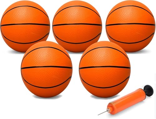 25 cm Mini-Basketball für Indoor-Mini-Basketballkorb, Ersatz-Softball für aufblasbaren Pool, Pool, Strand, Sandkasten, Outdoor-Sport, Geschenk für Kleinkinder, Kinder, Erwachsene, 5 Stück (mit Pumpe) 25 cm Mini-Basketball für Indoor-Mini-Basketballkorb, Ersatz-Softball für aufblasbaren Pool, Pool, Strand, Sandkasten, Outdoor-Sport, Geschenk für Kleinkinder, Kinder, Erwachsene, 5 Stück (mit Pumpe) von Mechaniker