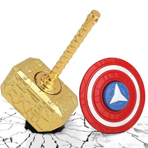 Thor Hammer Fidget Spinner-Spielzeug für Kinder und Erwachsene, 2-in-1-transformierbarer Fidget-Schlüsselanhänger aus Metall, Infinity-Würfel, Anti-Angst-Stressabbau für Jungen, Männer, Freunde von Mechaniker