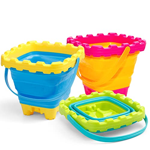 Strand Sand Eimer Spielzeug für Kinder, zusammenklappbare Sandbox Pail, Multi Use Tool für Garten, Pflanzen, Camping Ausrüstung, Angeln, Auto Waschen, Urlaub Reise Geschenke für Erwachsene 2Pack von Mechaniker