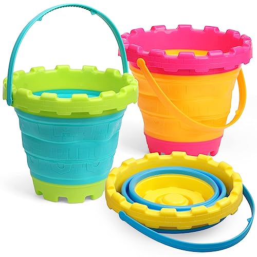 Strand Sand Eimer Spielzeug für Kinder (3-Pack), zusammenklappbare Sandbox Pail, Multi Use Tool für Garten, Pflanzen, Camping Ausrüstung, Angeln, Auto waschen, Urlaub Reise Geschenke für Erwachsene von Mechaniker