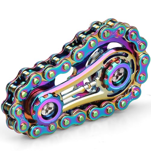 Zahnräder Fidget Kette, Coole Montage Fidget Spinner Ring Spielzeug für Kinder Erwachsene, Metall Fidgeting Fahrrad Kettenräder Würfel, EDC Neuheit Stress Relief Hand Spinner Kinetisches Geschenk von Mechaniker