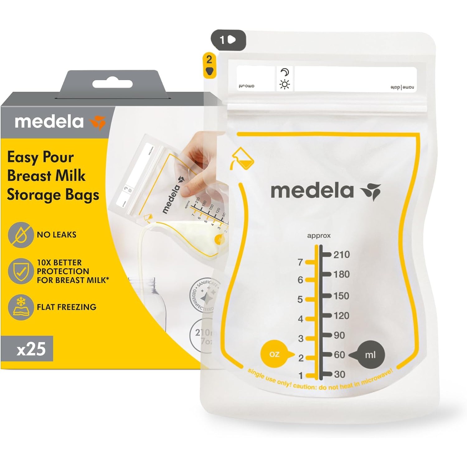 Medela Muttermilchbeutel Hygienisch Platzsparend Auslaufsicher 25 Stück von Medela