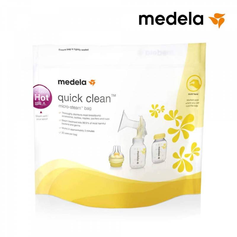 Medela Quick-clean Mikrowellenbeutel Sterilisator Für Babyflaschen Sauger Und Stillzubehör In Der Mikrowelle Bis Zu 20 Mal Verwendbar 5 Stück von Medela