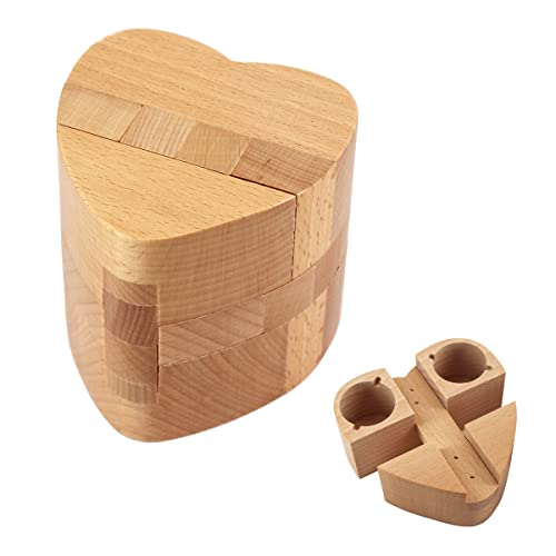 Hölzerne Zauberkiste, Puzzleboxen mit versteckten Fächern für Erwachsene, Kinder, Teenager, intelligente Rätsel, Ring, Halskette, Herz, Hülle, Überraschung, geheimes Geschenk für Freundin von Medifier