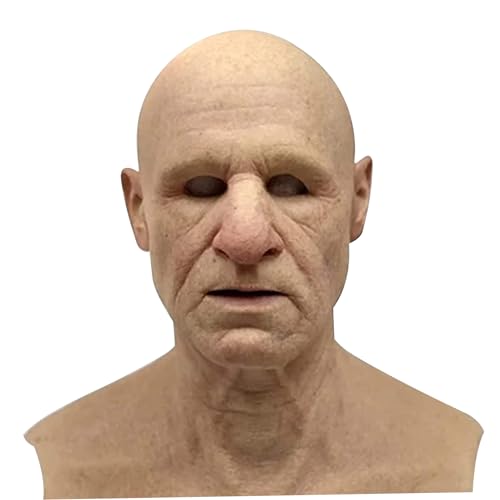 Halloween Mask Realistic Bareheded Old Man Maske Latex Full Face Grus von Mednkoku
