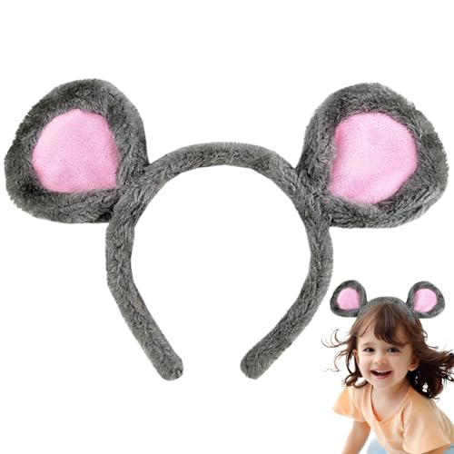 Maus Ohren Stirnband 11x8 Zoll Stoff Maus Stirnband niedliche und entzückende Mausohren Dekorative graue Farbe Rattenohren Stirnband für Cosplay, Themenpark, Geschenke für Jungen und Mädchen, Maussti von Mednkoku