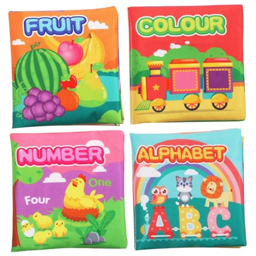 Mednkoku 4pcs Badbücher für Kleinkinder 1-3 wasserdichte, reißfeste Badbücher mit lebhaften Mustern und Farben, frühe Bildungsbadbadbücher mit Soundcover für lustige Dusche, Badbücher von Mednkoku