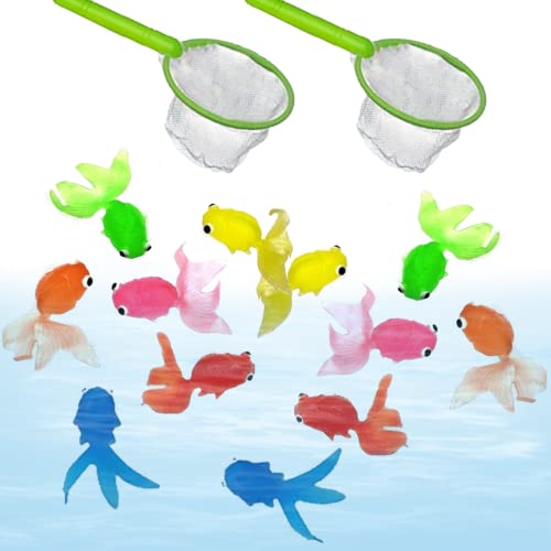 Mednkoku Kinder Angelspielset 14pcs Angelbad Spielzeug Schwimmbäder für Badewanne Duschwasser Strand Plastikfisch Fisch von Mednkoku