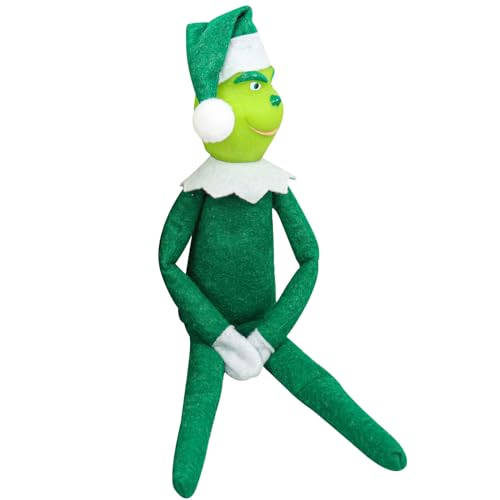 Christmas Green Monster Doll,Elf Plush Toys Elf on The Shelf Doll Children's Cartoon Plush Toy Boys and Girls, Christmas Decorations Red (Green) von Meekio