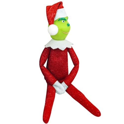 Christmas Green Monster Doll,Elf Plush Toys Elf on The Shelf Doll Children's Cartoon Plush Toy Boys and Girls, Christmas Decorations Red (RED) von Meekio