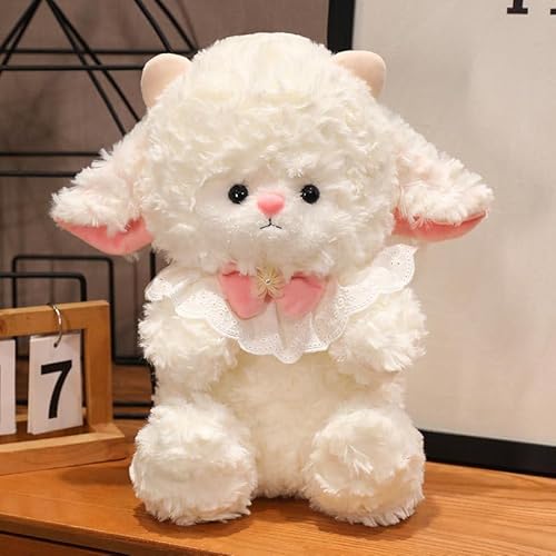 Meenewching Kuscheltier Lammpuppe, Stofftier Plüschtier Kuscheltier, Soft Cuddly Friends, Plüschtier 23 cm, Flauschiges Stofftier zum Spielen, Sammeln & Kuscheln, Schmusetier für Kuscheltierliebhaber von Meenewching