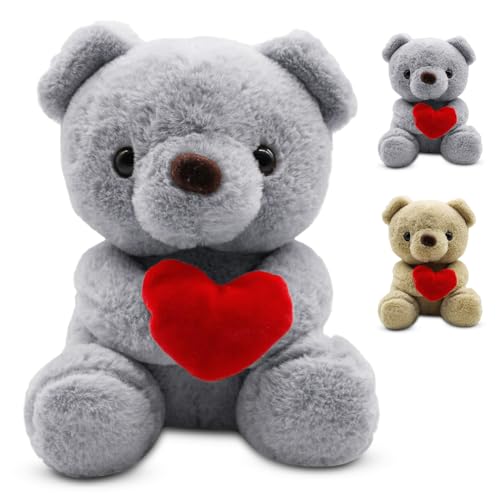 Meenewching Teddybär, Plüsch-Bär, Stofftier Teddy mit Liebe, Teddybär Kuscheltier Kissen Plüschteddy Schmusetier Plüschtier 25 cm (Grau) von Meenewching