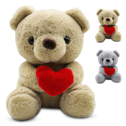 Meenewching Teddybär, Plüsch-Bär, Stofftier Teddy mit Liebe, Teddybär Kuscheltier Kissen Plüschteddy Schmusetier Plüschtier 25 cm (Hellbraun) von Meenewching