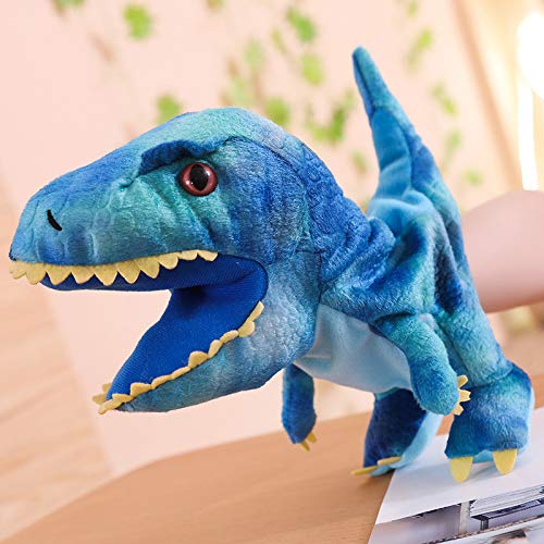 Meetiger Lebensechte Triceratop Tyrannosaurus Rex Handpuppen Plüschtier Niedliche Dinosaurier Plüsch Handpuppen für Kinder Geburtstagsgeschenke 35cm Blau von Meetiger