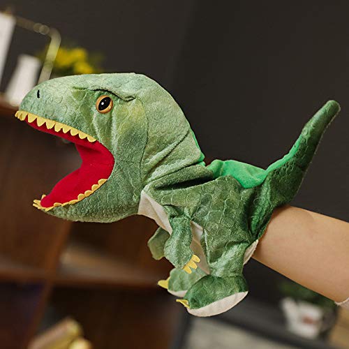 Meetiger Lebensechte Triceratop Tyrannosaurus Rex Handpuppen Plüschtier Niedliche Dinosaurier Plüsch Handpuppen für Kinder Geburtstagsgeschenke 35cm Grün von Meetiger