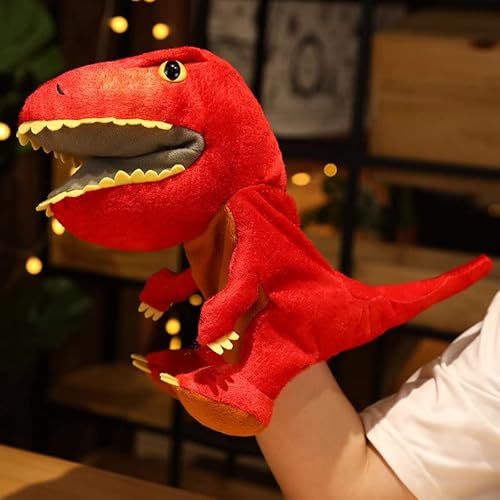 Meetiger Lebensechte Triceratop Tyrannosaurus Rex Handpuppen Plüschtier Niedliche Dinosaurier Plüsch Handpuppen für Kinder Geburtstagsgeschenke 35cm Rot von Meetiger