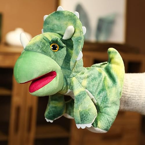 Meetiger Lebensechte Triceratop Tyrannosaurus Rex Handpuppen Plüschtier niedliche Dinosaurier Plüsch Handpuppen für Kinder Geburtstagsgeschenke 35cm grau von Meetiger