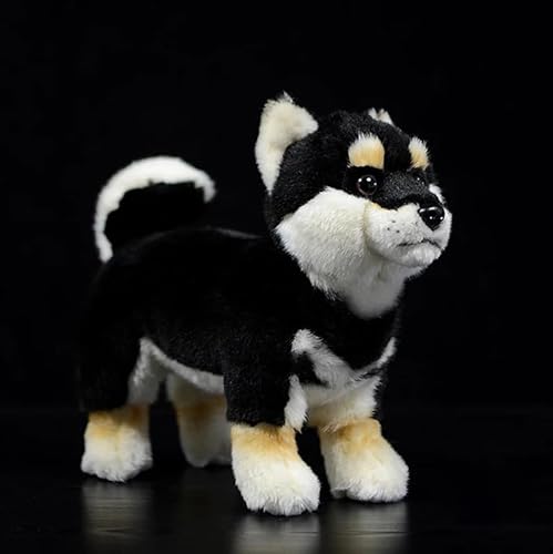 Meetiger Lebensecht stehend Frankreich Bulldogge Chihuahua Plüschtiere weiche Simulation Shiba Inu Hund Plüschtier Puppe Kinder Geschenk 25cm Schwarz Shiba Inu von Meetiger