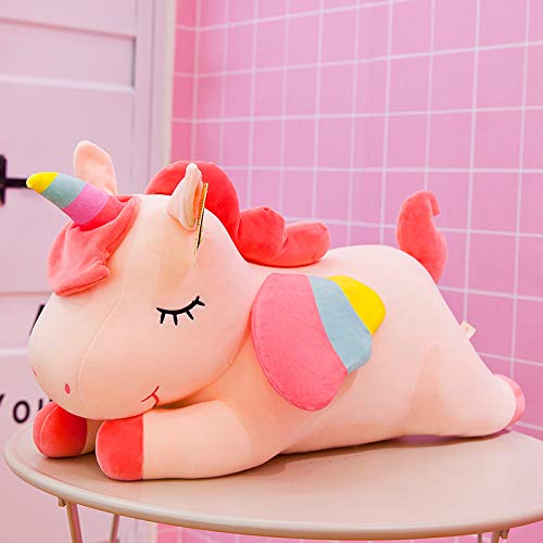 Schöne Regenbogenflügel Einhorn Plüschtier Niedliches rosa fliegendes Pony Kissen Stofftier Besänftigung Puppe für Kinder Geburtstagsgeschenk 80cm rosa von Meetiger