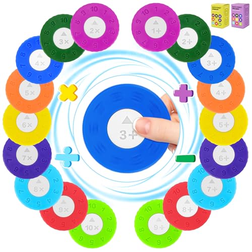 Meetory 9 Stück Mathe Fidget Spinner für Kinder - Interaktives Lernspielzeug für Addition und Subtraktion, Förderung von Mathematikfähigkeiten im Klassenzimmer & Zuhause(Addition) von Meetory