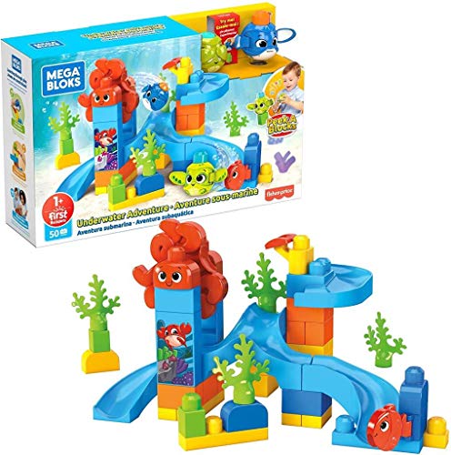 Mega Bloks GNW64 - Mega Bloks Guck-Guck Unterwasserabenteuer, Bauset mit 42 robusten Bausteinen, Spielzeug ab 1 Jahr von Mattel