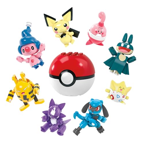 MEGA Pokémon Bauspielzeugset Trainer 8er-Pack mit 189 Teilen, 8 bewegliche Figuren, ca. 5 cm groß, für Kinder, HKT24 von Mega Brands