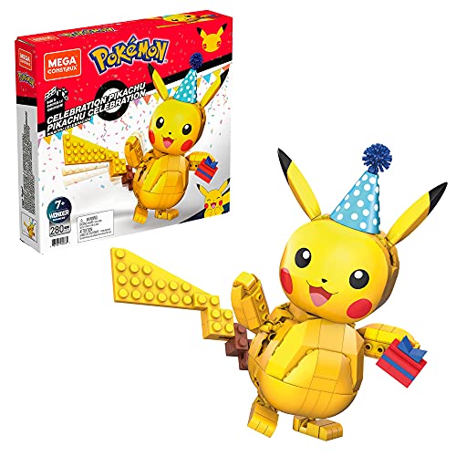 Mega Construx GWY76 - Pokémon 25. Jubiläum 10cm Pikachu Bauset mit 280 Bausteinen, ab 6 Jahren - Exklusiv bei Amazon von Mega Construx