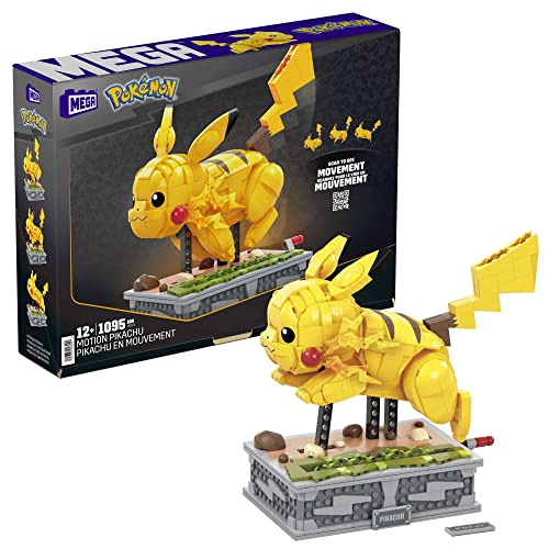 Mega Pokémon, Motion Pikachu Figur zum Zusammenbauen, 1.095 Teile, beweglich, kompatibel mit allen Bausets von Mega Pokémon, Spielzeug ab 12 Jahre, HGC23 von Mega Brands